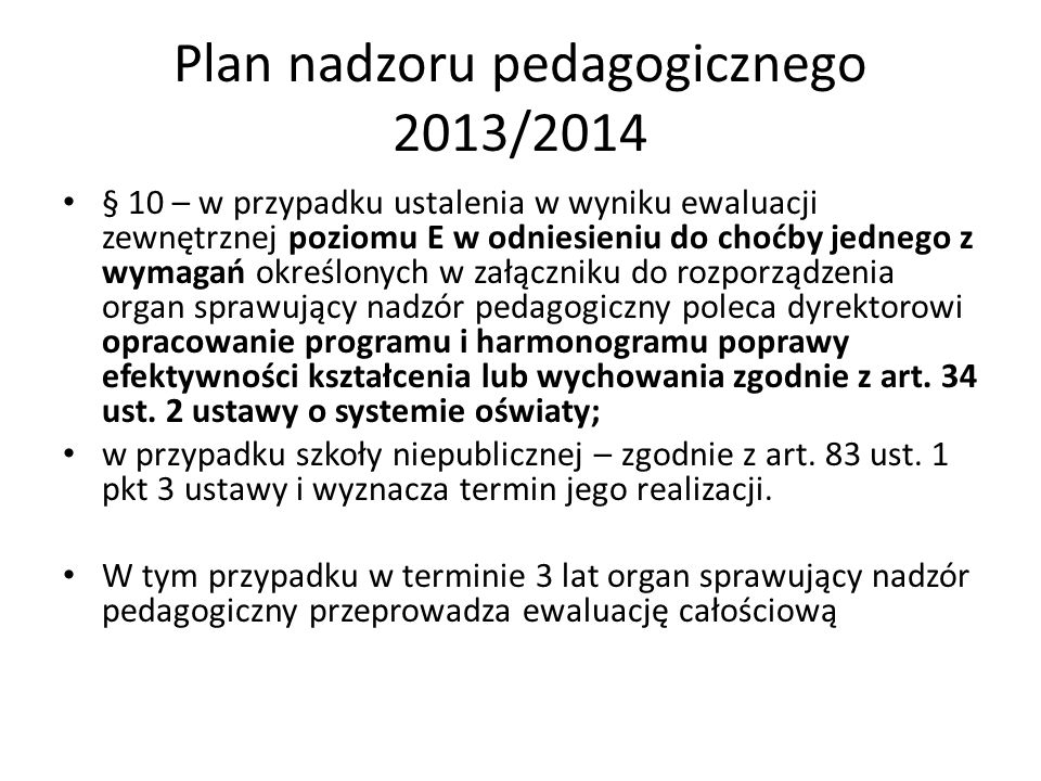 Plan nadzoru pedagogicznego 2013/2014