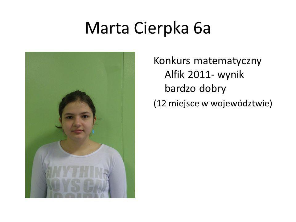 Marta Cierpka 6a Konkurs matematyczny Alfik wynik bardzo dobry