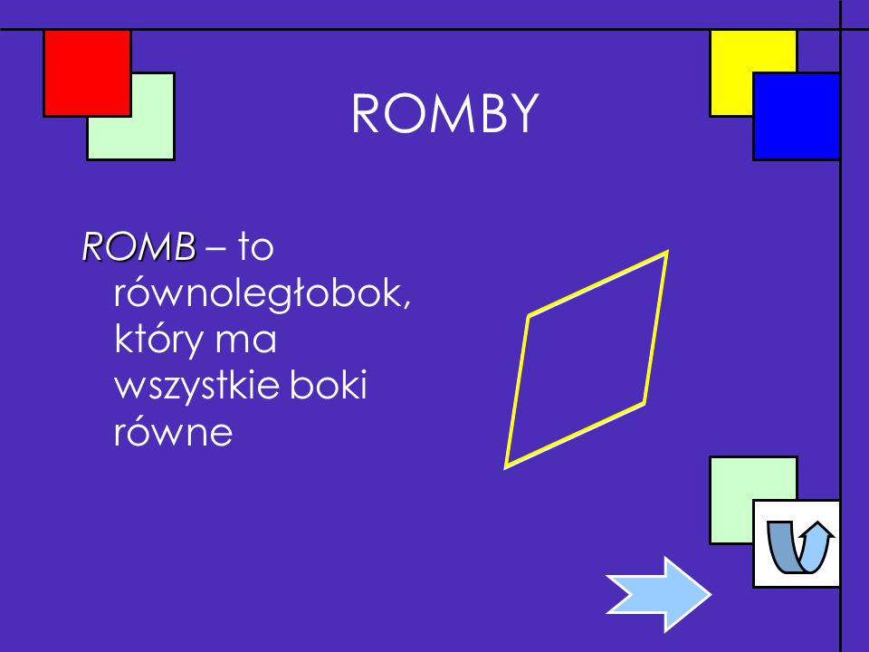 ROMBY ROMB – to równoległobok, który ma wszystkie boki równe