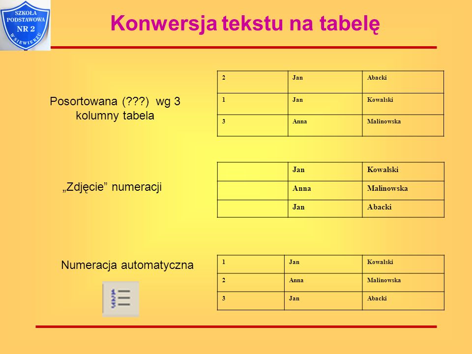 Konwersja tekstu na tabelę