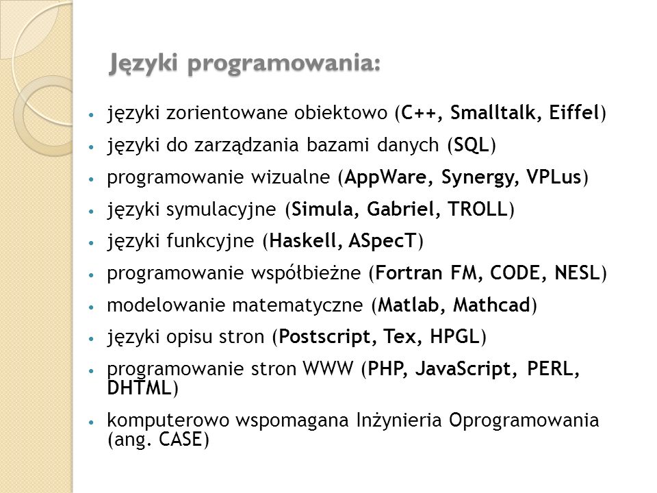 Języki programowania: