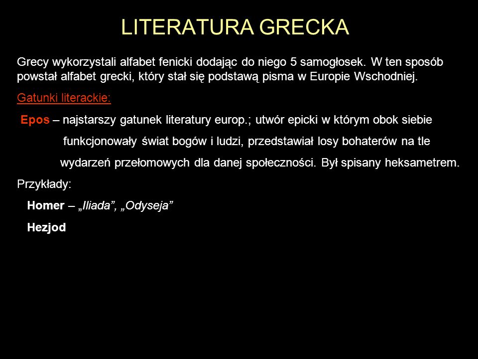 LITERATURA GRECKA