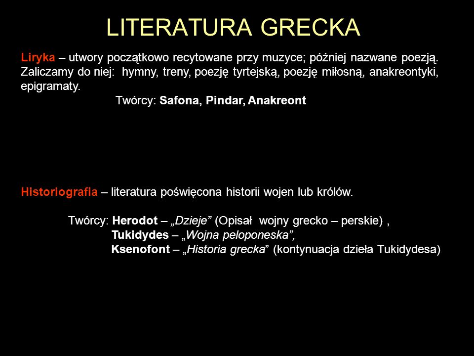 LITERATURA GRECKA