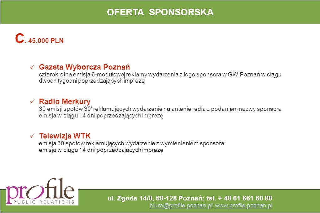 C PLN OFERTA SPONSORSKA Gazeta Wyborcza Poznań Radio Merkury