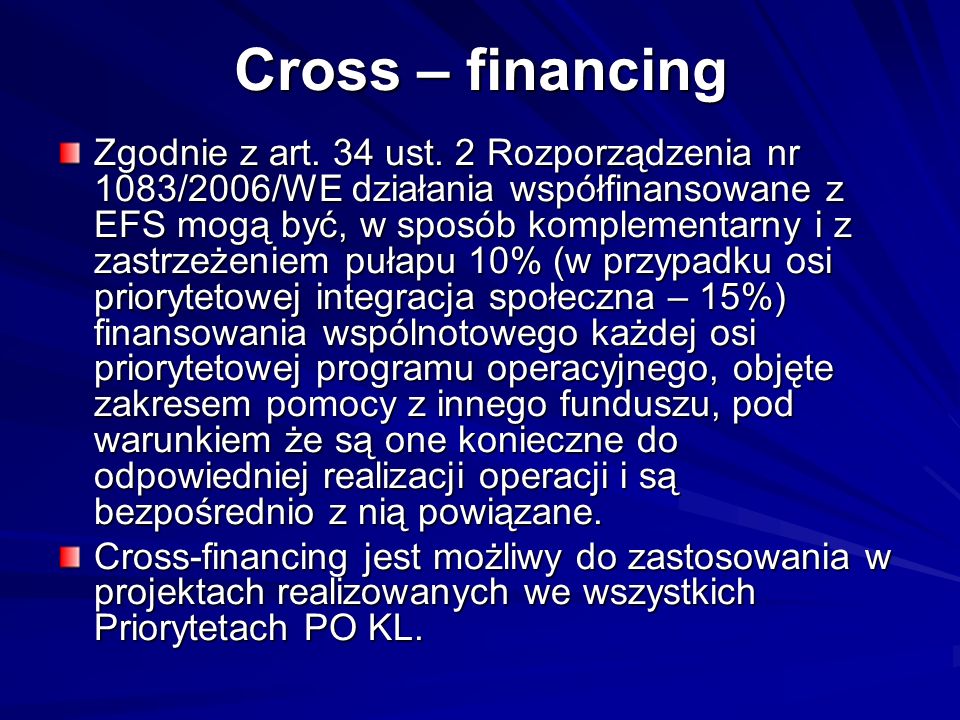 Cross – financing