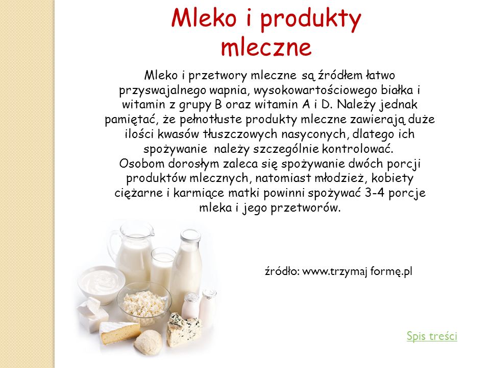 Mleko i produkty mleczne