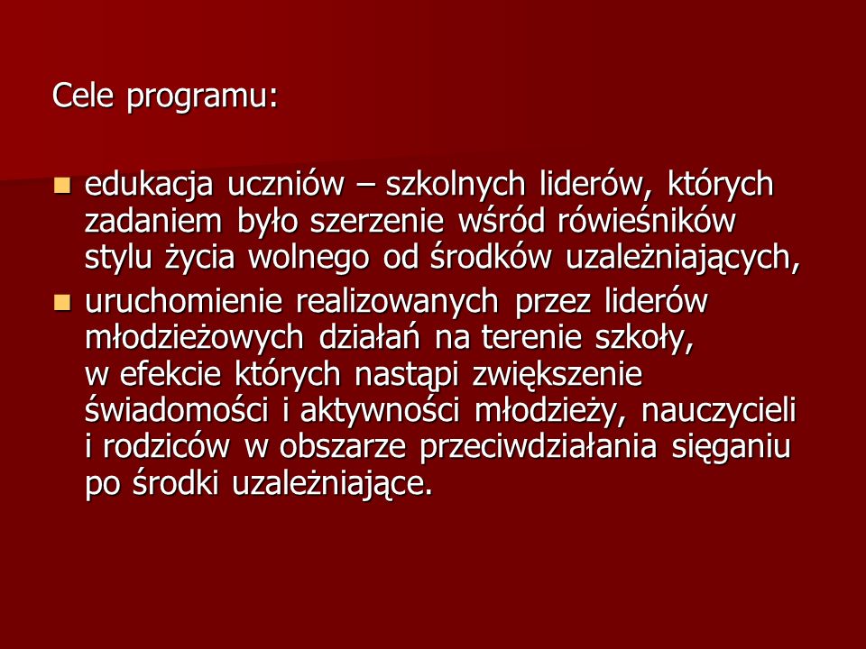 Cele programu: