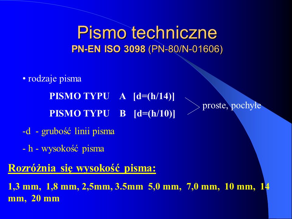 Pismo techniczne PN-EN ISO 3098 (PN-80/N-01606)