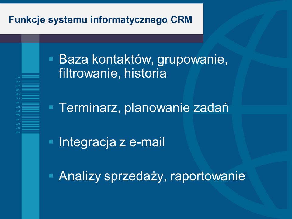 Funkcje systemu informatycznego CRM