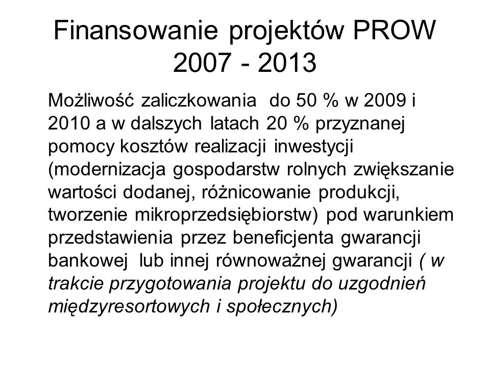 Finansowanie projektów PROW
