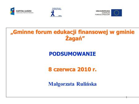 „Gminne forum edukacji finansowej w gminie Żagań”