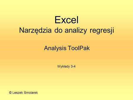 Excel Narzędzia do analizy regresji