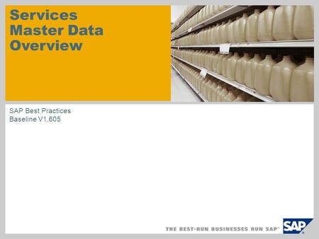 Services Master Data Overview SAP Best Practices Baseline V1.605.