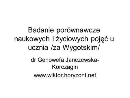 dr Genowefa Janczewska-Korczagin