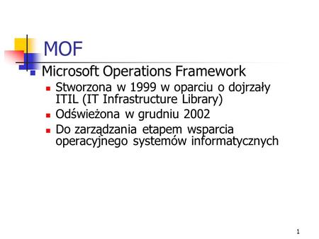 MOF Microsoft Operations Framework