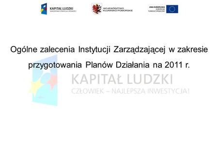Ogólne zalecenia Instytucji Zarządzającej w zakresie przygotowania Planów Działania na 2011 r.