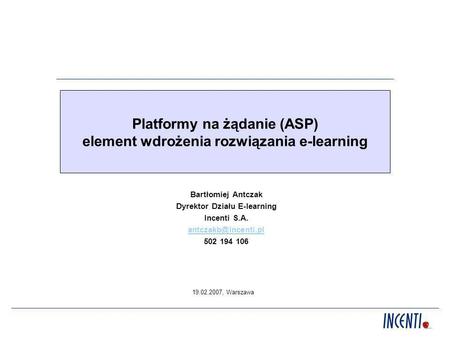 Platformy na żądanie (ASP) element wdrożenia rozwiązania e-learning