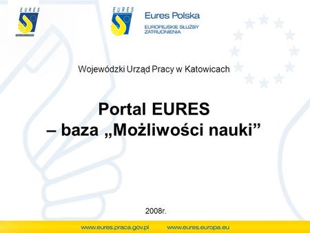 Portal EURES – baza Możliwości nauki Wojewódzki Urząd Pracy w Katowicach 2008r.