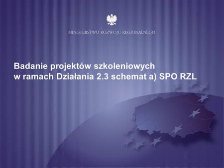 Badanie projektów szkoleniowych w ramach Działania 2.3 schemat a) SPO RZL.