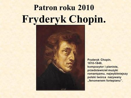 Patron roku 2010 Fryderyk Chopin.