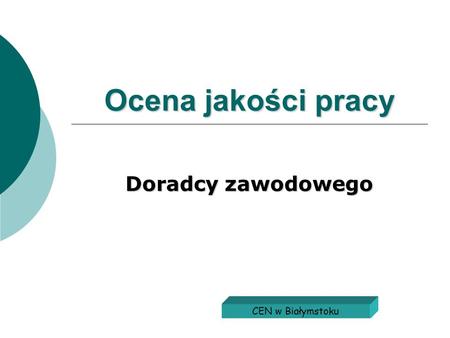 Ocena jakości pracy Doradcy zawodowego CEN w Białymstoku.