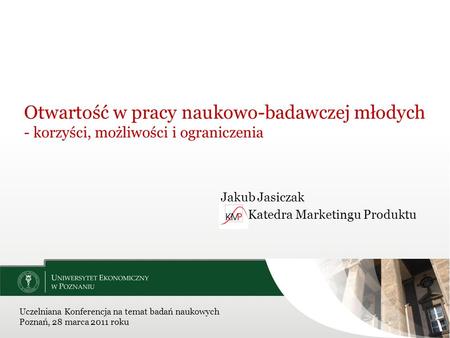 Jakub Jasiczak Katedra Marketingu Produktu