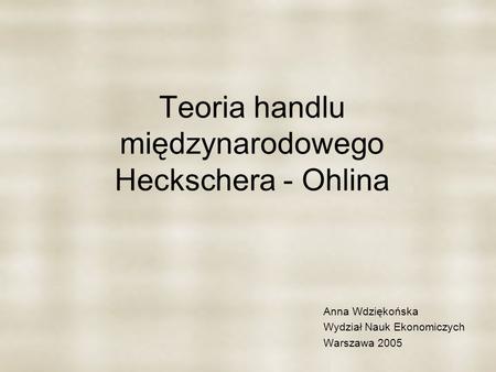 Teoria handlu międzynarodowego Heckschera - Ohlina