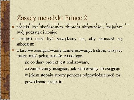 Zasady metodyki Prince 2