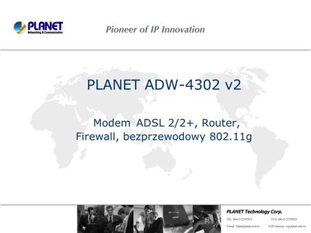 PLANET ADW-4302 v2 Modem ADSL 2/2+, Router, Firewall, bezprzewodowy 802.11g.