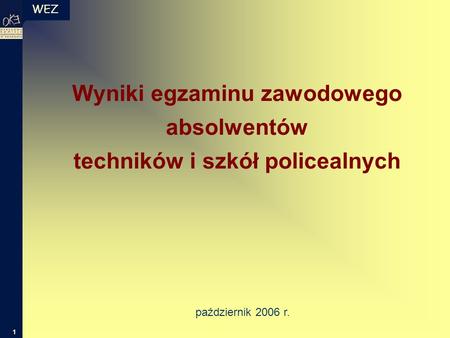 WEZ 1 Wyniki egzaminu zawodowego absolwentów techników i szkół policealnych październik 2006 r.