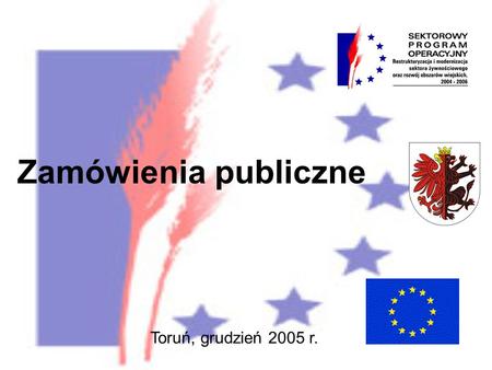 Zamówienia publiczne Toruń, grudzień 2005 r.. Zamówienia publiczne w ramach Sektorowego Programu Operacyjnego Restrukturyzacja i modernizacja sektora.