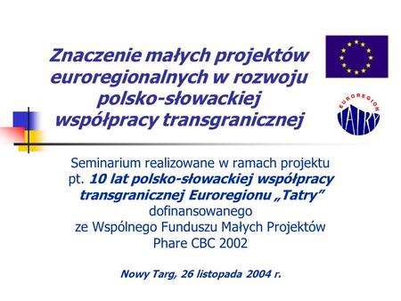 Seminarium realizowane w ramach projektu pt