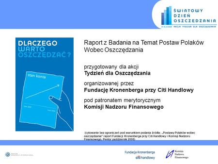 Raport z Badania na Temat Postaw Polaków Wobec Oszczędzania
