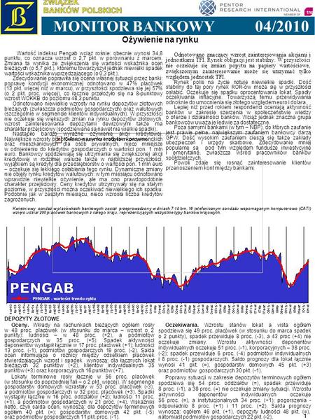 1 Ożywienie na rynku 04/2010 MONITOR BANKOWY PENGAB - wartości trendu cyklu Kwietniowy sondaż w placówkach bankowych został przeprowadzony w dniach 7-14.
