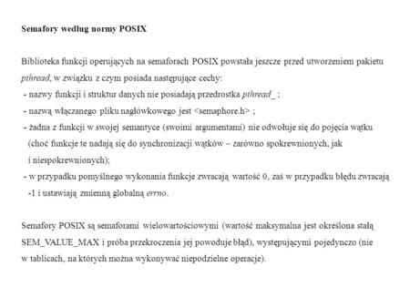 Semafory według normy POSIX