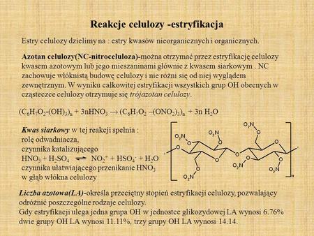 Reakcje celulozy -estryfikacja