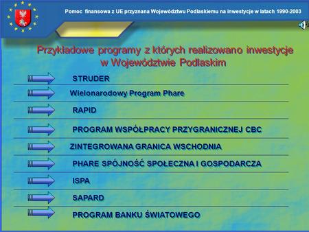 Przykładowe programy z których realizowano inwestycje