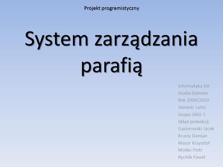 System zarządzania parafią