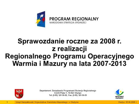 Sprawozdanie roczne za 2008 r. z realizacji