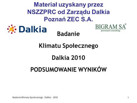 Materiał uzyskany przez NSZZPRC od Zarządu Dalkia Poznań ZEC S.A.