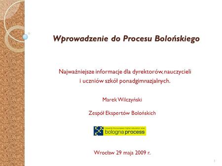 Wprowadzenie do Procesu Bolońskiego