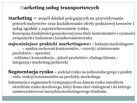 Marketing usług transportowych