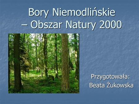 Bory Niemodlińskie – Obszar Natury 2000 Przygotowała: Przygotowała: Beata Żukowska.