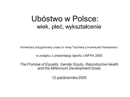 Ubóstwo w Polsce: wiek, płeć, wykształcenie