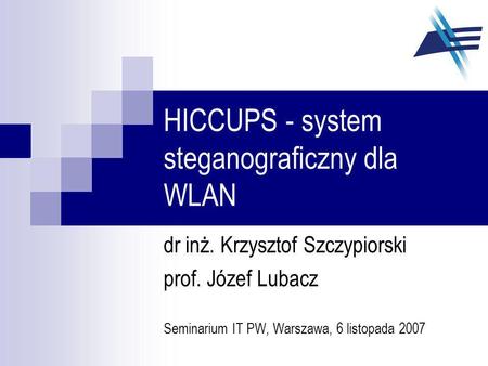 HICCUPS - system steganograficzny dla WLAN