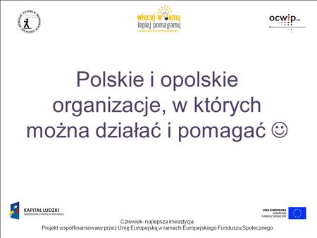 Polskie i opolskie organizacje, w których można działać i pomagać 