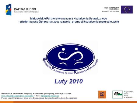 Małopolskie Partnerstwo na rzecz Kształcenia Ustawicznego – platformą współpracy na rzecz rozwoju i promocji kształcenia przez całe życie Luty 2010.