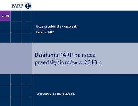 Działania PARP na rzecz przedsiębiorców w 2013 r.