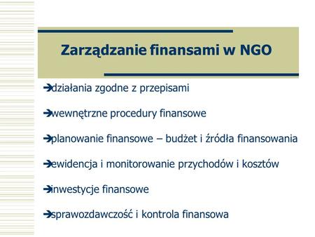 Zarządzanie finansami w NGO