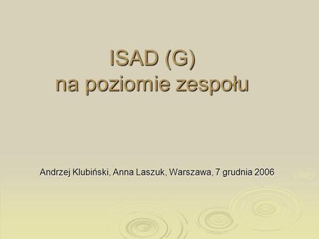 ISAD (G) na poziomie zespołu